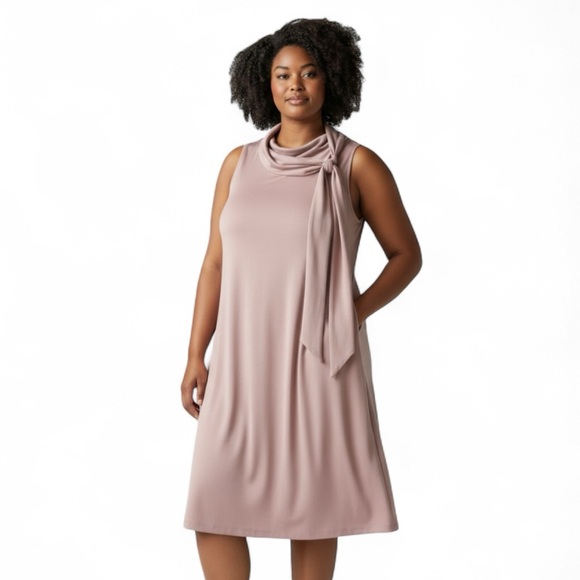 NWT Bobbie Bee Sleeveless Trapeze Dress Size 16 Blush Rose Cowl Neck Short Dress - Picture 12 of 12